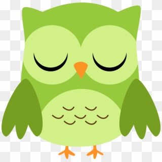 Green Owl Cliparts - Cartoon Owl Eyes Closed - Png Download