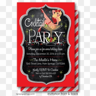 Retro Pinup Girl Christmas Party Invitations [di-10227fc] - Christmas Cocktails Invitation Clipart