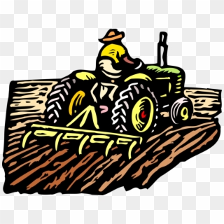 Farmer On Tractor Plowing Field - Clip Art Of Farming - Png Download