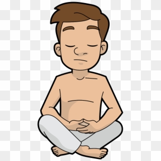 Shirtless Cartoon Meditation Guy - Sitting Clipart