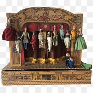 Early1900's Italian Toy Commedia Dell'arte Puppet Theater - Commedia Dell Arte Marionette Clipart