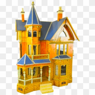 Victorian Gottschalk Blue Roof Dollhouse - Dollhouse Clipart