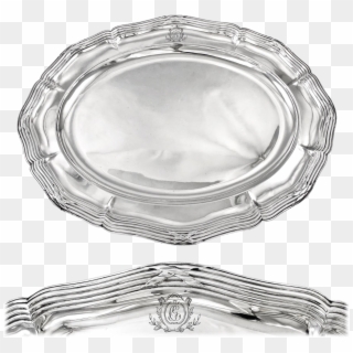 Prestigious Large Antique French Sterling Silver - Serving Tray Clipart