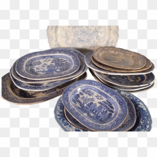 Victorian Blue And White Country House Serving Platters - Blue And White Porcelain Clipart