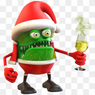 3d Bacteria Character With Champagne Clipart