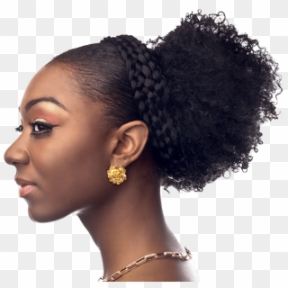 Cornrows With Box Braids, Goddess Braids, African American - Black Women Side View Clipart