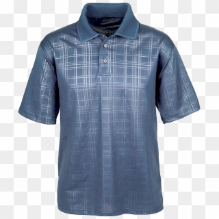 1364 Embossed Plaid Pattern Moisture Wicking Polo Steel - Polo Shirt Clipart