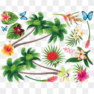 Sticker Fleurs Paradis Tropical Ambiance Sticker Col Clipart