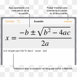 El Diálogo De Edición De Ecuación Con La Fórmula Cuadrática - משוואה ריבועית נוסחה Clipart