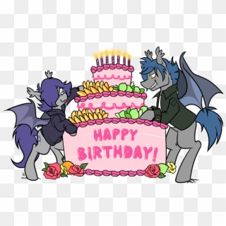 Egophiliac, Bat Pony, Birthday, Birthday Cake, Brothers, - Cartoon Clipart