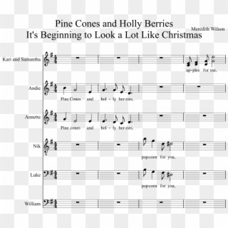 Pine Cones And Holly Berries It's Beginning To Look - Sheet Music Clipart
