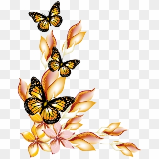 Butterfly Flowers And - Flower And Butterfly Design Clipart