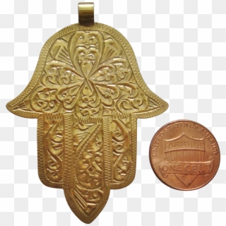 Rare Antique 20k Gold Moroccan Hamsa, Hand Of God Pendant - Pendant Clipart