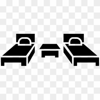 Two Single Beds And A Small Table In The Middle Of - Single Bed Clip Art - Png Download