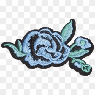 Blue Rose Motif Embroidered Patch - Wool Clipart