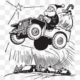 Santa In Jeep Clipart - Png Download