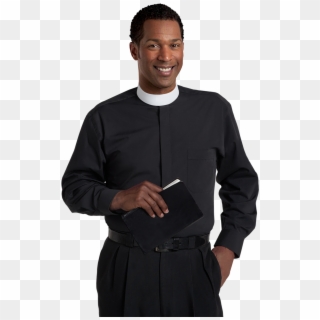 Mens Black Clergy Shirt Banded Collar - Standing Clipart