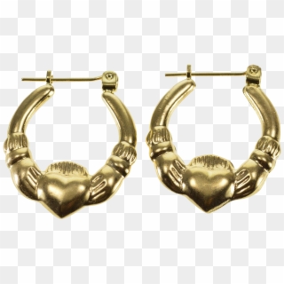 10k Claddagh Traditional Irish Celtic Hoop Earrings - Earrings Clipart