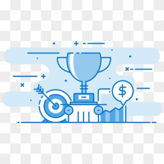 A Trophy, An Increasing Line Graph And Arrow Through - Graphic Design Clipart