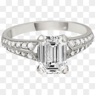 Emerald Cut Diamond Engagement Ring - Engagement Ring Clipart