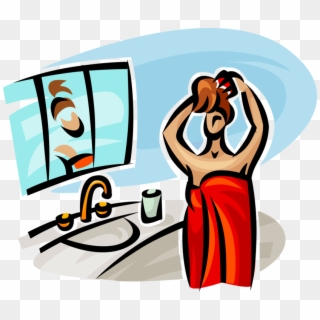 Vector Illustration Of Woman Just Out Of The Shower - Clip Art Get Ready - Png Download