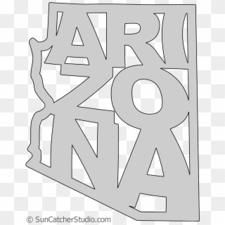 Arizona Map Shape Text, Outline Scalable Vector Graphic - Circle Clipart