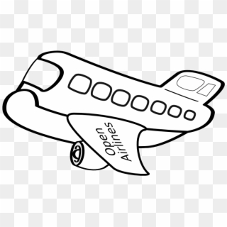 Aereo Passeggeri Funny Airplane Black White Line Art - Transparent Background Airplane Png Cartoon Clipart
