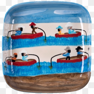 Gone Fishing Square Bowl - Cake Decorating Clipart
