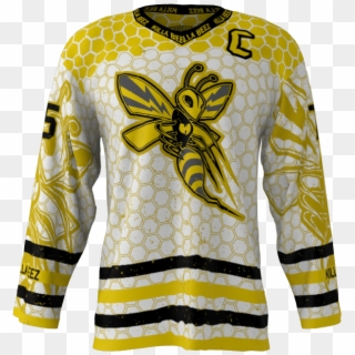 Killer Bees White Custom Hockey Jersey - Bee Jersey Clipart