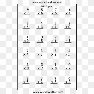 Multiplication - 1 Digit Multiplication Worksheets Clipart