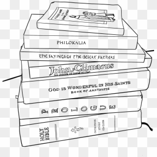 Line Drawing Of The Pile Of Orthodox Books - Book Pile Png Drawing Clipart