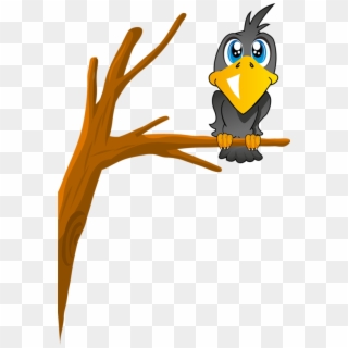 Bird Clip Art Crow Transprent Png Free - Crow On Tree Cartoon Transparent Png