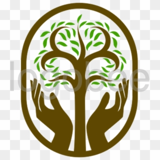 Tree And Hands Logo - Illustration Clipart