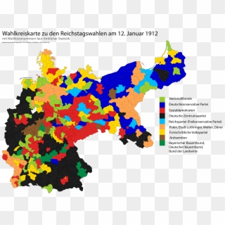 Karte Der Reichstagswahlen 1912 - German Election Map 2017 Clipart