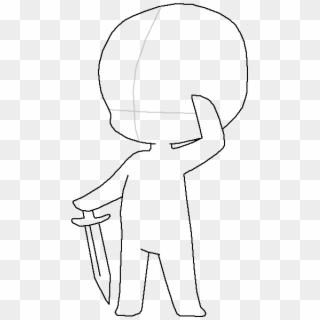 Chibi With A Sword Xd - Line Art Clipart