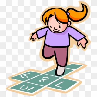 Vector Illustration Of Primary Or Elementary School - Girl Playing Hopscotch Clipart - Png Download