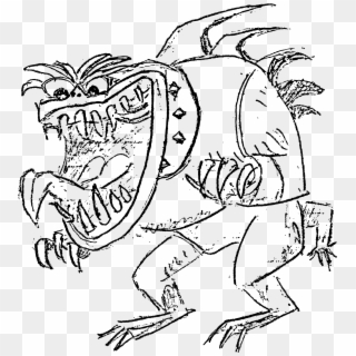 This Free Icons Png Design Of Lizard Monster - Line Art Monster Clipart