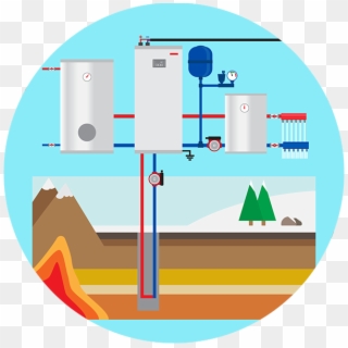 Qodef Image With Icon - Geothermal Heat Pump Vector Clipart