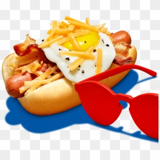 Covered With Crisp Bacon, Fried Potato Hash And A Cheese-topped - Chili Dog Clipart