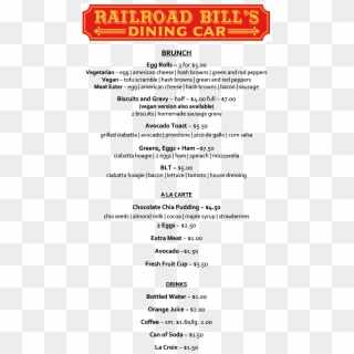 Railroad Bill's Food Truck Menu - Mindful Games Activity Cards Clipart