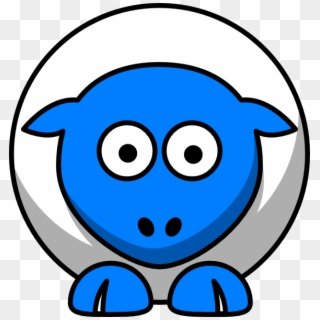 Sheep Looking Straight White With Bright Blue Face - Animal Cartoon Clipart - Png Download