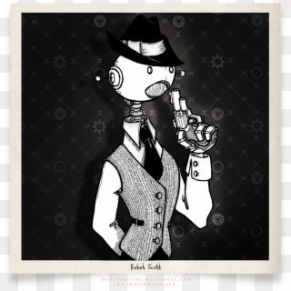 Lonely Drawing Gangster - Robot Mobster Clipart