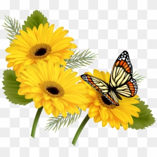 Flower With Butterfly Png Clipart
