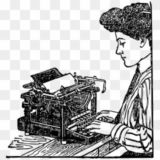 Typewriter Clipart For Now - Typing Lady - Png Download