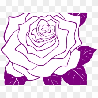 Purple Rose Clipart Leaf Outline - Rose Outline Transparent Background - Png Download