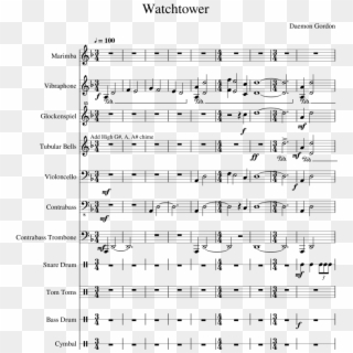 Watchtower Sheet Music For Percussion, Cello, Contrabass, - Dance Moves Fortnite Clarinet Clipart