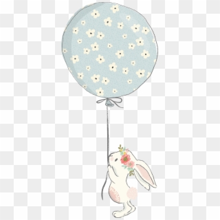 Rabbit Png Icon - Baby Bunny Holding A Balloon Clipart