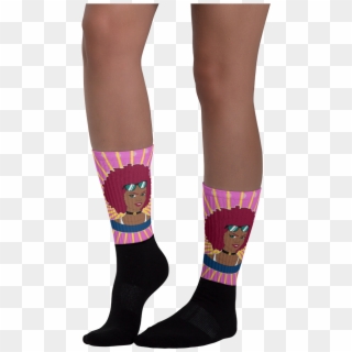 Chocolate Ancestor, Llc- Burgundy Afro Diva Pink Starburst - Sock Clipart