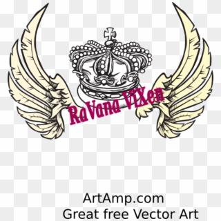 Small - Crown And Wings Design Clipart