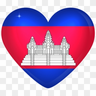 Free Png Download Cambodia Large Heart Flag Clipart - Cambodia Flag Square Transparent Png